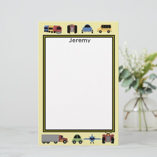 Züge, Pfade und Automobilboys Mit Monogramm Briefpapier (Stehend Vorderseite)