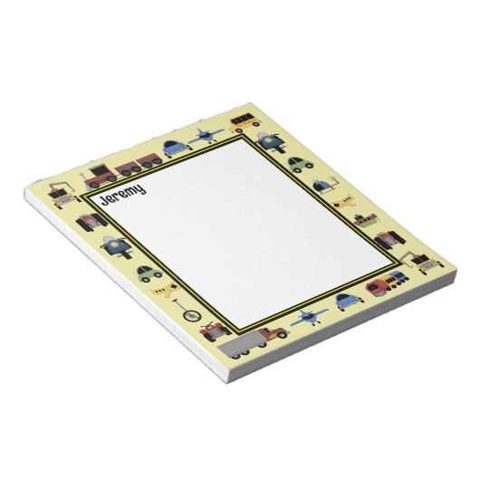 Züge, Pfade und Automobilboys Mit Monogramm Notizblock (angewinkelt)