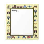 Züge, Pfade und Automobilboys Mit Monogramm Notizblock (Vorderseite)