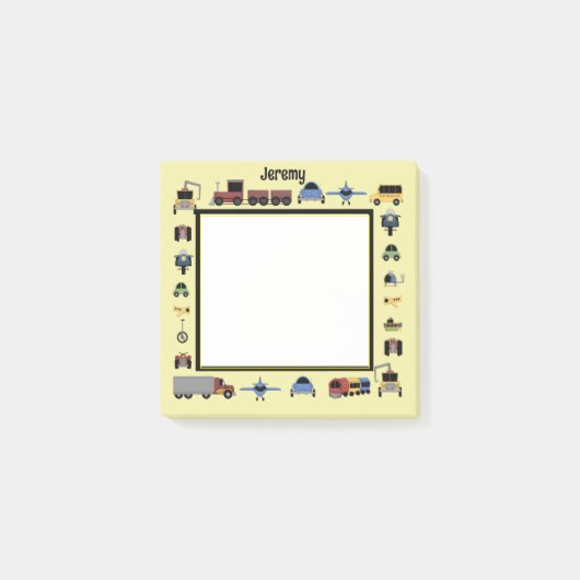 Züge, Pfade und Automobilboys Mit Monogramm Post-it Klebezettel (Vorderseite)