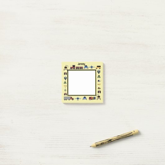 Züge, Pfade und Automobilboys Mit Monogramm Post-it Klebezettel (Auf Schreibtisch)