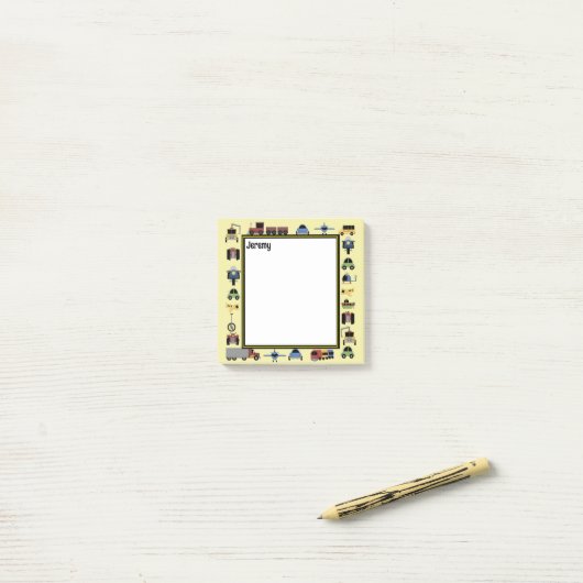 Züge, Pfade und Automobilboys Mit Monogramm Post-it Klebezettel (Auf Schreibtisch)