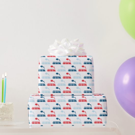 Züge rot und blau geschenkpapier (Partygeschenke)