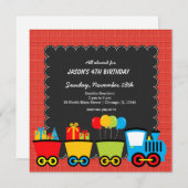 Züge Thema Geburtstag Einladung (Vorne/Hinten)