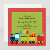 Züge Thema Geburtstag Einladung (Vorne/Hinten)