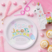 Züge Tiere Pastel Baby Pink Pappteller (Party)