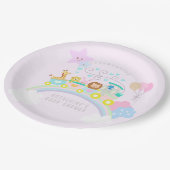 Züge Tiere Pastel Baby Pink Pappteller (Schrägansicht)