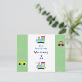 Züge und Autos Einladung zum Geburtstag (Stehend Vorderseite)