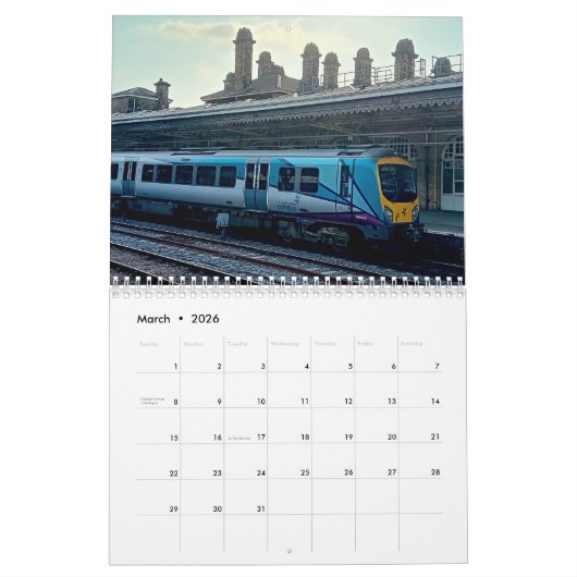 Züge und Bahnhöfe Kalender (Mär 2026)