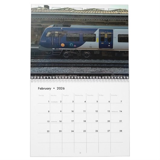 Züge und Bahnhöfe Kalender (Feb 2026)