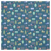 Züge und Eisenbahn  Stoff (Muster)