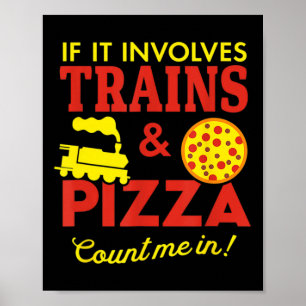 Züge und Pizza Fun Autismus Bewusstsein Poster
