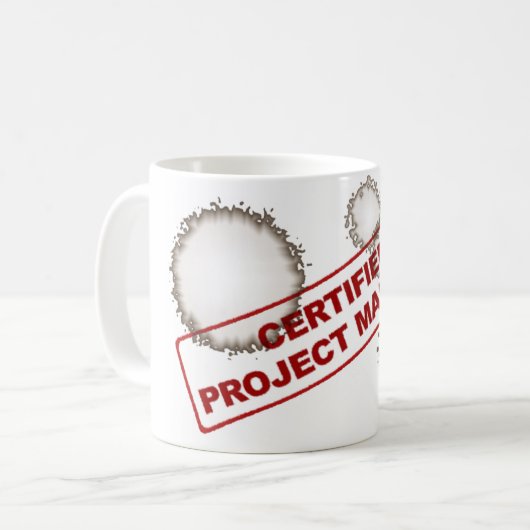 Zugelassene Projektleiter-befleckte Kaffee-Tasse Kaffeetasse (Vorderseite Links)