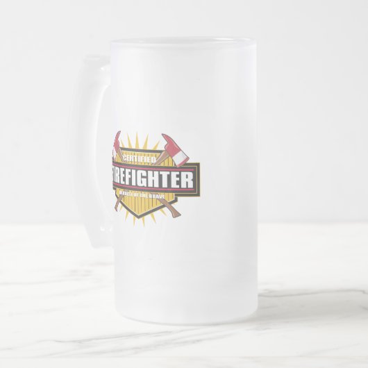 Zugelassener Feuerwehrmann Mattglas Bierglas (Vorderseite Links)