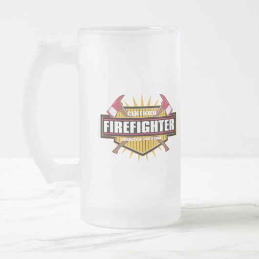 Zugelassener Feuerwehrmann Mattglas Bierglas (Links)