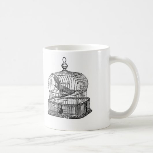 Zugeschlossener u. eingesperrter Kuckuckvogel Kaffeetasse (Rechts)