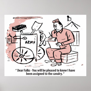 Zugewiesen zur Kavallerie, Armee Humor, Lustige Vi Poster