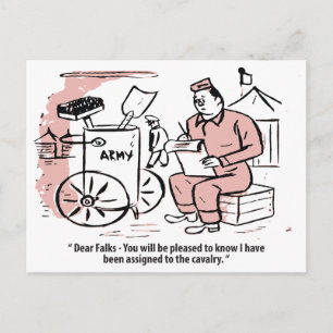 Zugewiesen zur Kavallerie, Armee Humor, Lustige Vi Postkarte