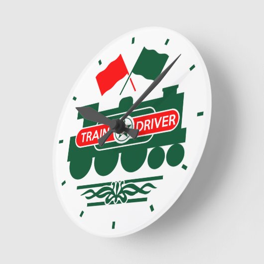 Zugfahrer Runde Wanduhr (Winkel)