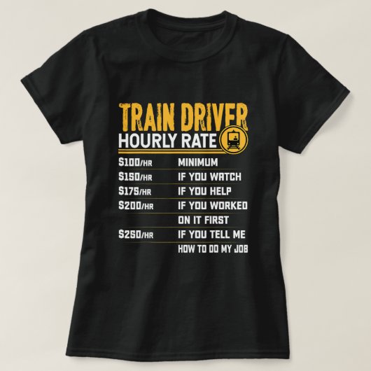 Zugfahrer Stündliche Fahrpreisfreigabe T-Shirt (Design vorne)