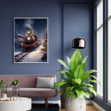 Zugfahrt durch Schneeplakat