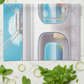 Zugfahrt mit Katze Geschirrtuch (Gefaltet)