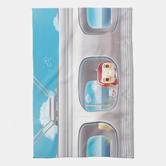 Zugfahrt mit Katze Geschirrtuch (Vertikal)