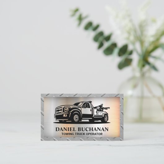 Zugfahrzeug | Metall-Hintergrund Visitenkarte (Stehend Vorderseite)