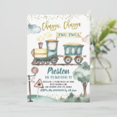 Zugjunge zum zweiten Geburtstag Einladung (Stehend Vorderseite)