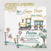 Zugjunge zum zweiten Geburtstag Einladung (Vorne/Hinten)