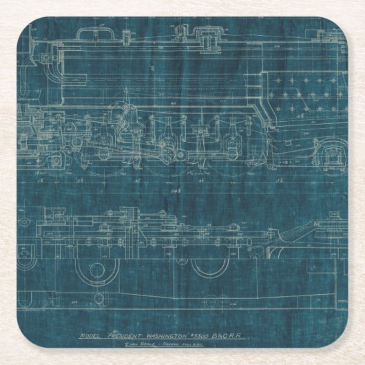 Zugkonzept I Rechteckiger Pappuntersetzer (Vorderseite)