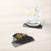 Zuglokomotive im Eisenbahnverkehr Rechteckiger Pappuntersetzer (Vor Ort)