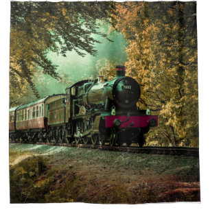 Zuglokomotive Retro Vintage Herbstlaub Duschvorhang