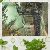 Zuglokomotive Retro Vintage Herbstlaub Geschirrtuch (Gefaltet)