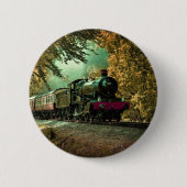 Zuglokomotive Retro Vintage Herbstlaube Button (Vorderseite)