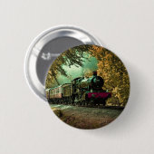 Zuglokomotive Retro Vintage Herbstlaube Button (Vorne & Hinten)