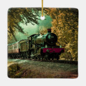 Zuglokomotive Retro Vintage Herbstlaube Keramikornament (Rückseite)