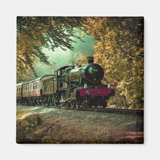 Zuglokomotive Retro Vintage Herbstlaube Magnet (Vorne)