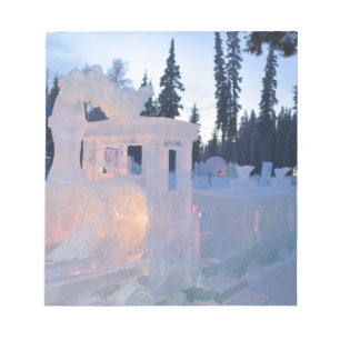 Zugmaschine Eisskulptur Winter gefroren Schnee Kun Notizblock