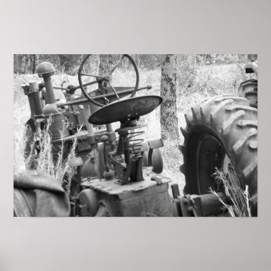 Zugmaschine in Schwarzweiß Poster (Vorne)