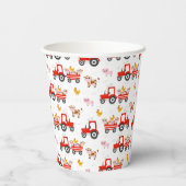 Zugmaschine mit landwirtschaftlichen Nutztieren Pappbecher (Rückseite)