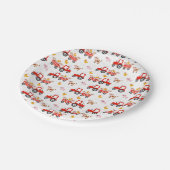 Zugmaschine mit landwirtschaftlichen Nutztieren Pappteller (Schrägansicht)