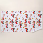 Zugmaschine mit landwirtschaftlichen Nutztieren Strandtuch (Vorderseite)