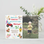 Zugmaschine und landwirtschaftliche Nutztiere | Fo Einladung (Stehend Vorderseite)