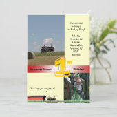 Zugmaschine zum Geburtstag Einladung: Internationa Einladung (Stehend Vorderseite)