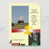 Zugmaschine zum Geburtstag Einladung: Internationa Einladung (Vorne/Hinten)