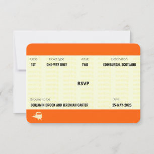 Zugschein Inspiriert Gay Wedding RSVP Karte
