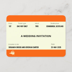 Zugschein Inspiriert   LGBTQ+ Gay Wedding Einladung