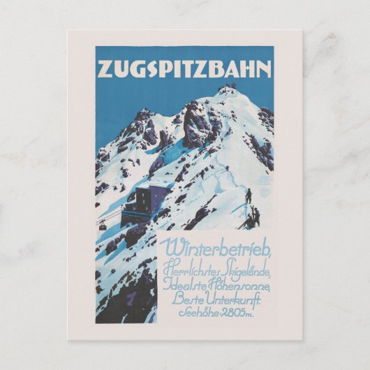 Zugspitzbahn Vintage Poster 1927 Postkarte (Vorderseite)