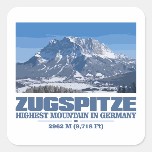 Zugspitze Quadratischer Aufkleber (Vorderseite)